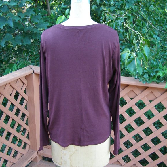NEW size XL 10-12 Eddie Bauer Wine/Burgundy color Ladies long sleeve tee - Picture 4 of 8